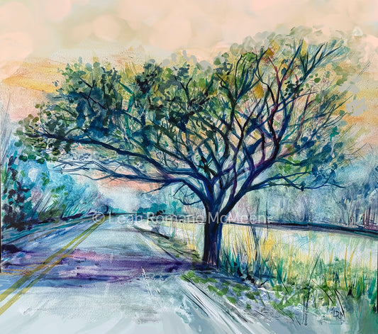 The Tree On Rte. 20 Watercolor - Giclee Print