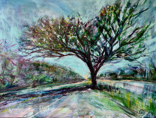 Tree On Route 20 Acrylic Painting