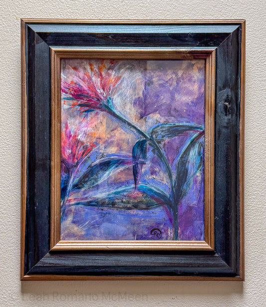 Zinnia Soul Botanical Monotype Painting