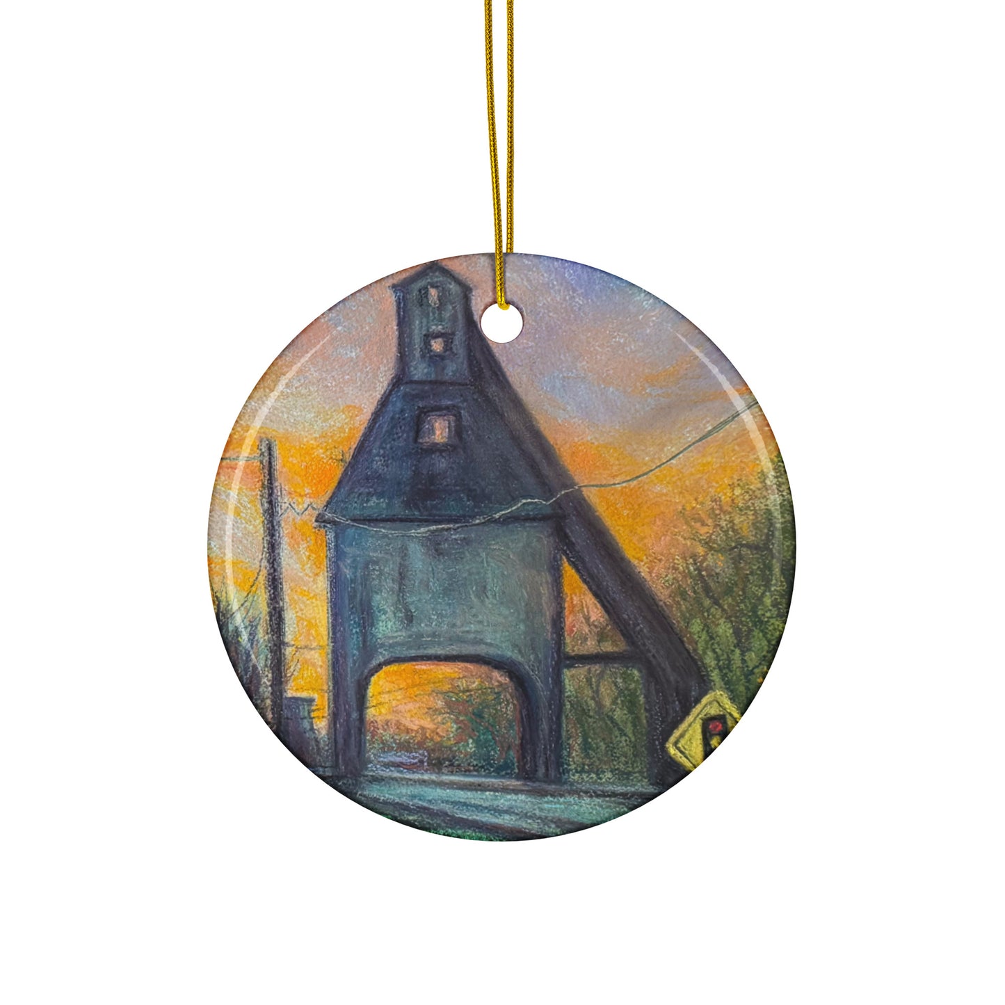 Last Light of the Coaling Tower Ceramic Ornament