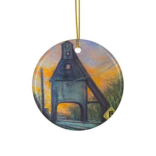 Last Light of the Coaling Tower Ceramic Ornament