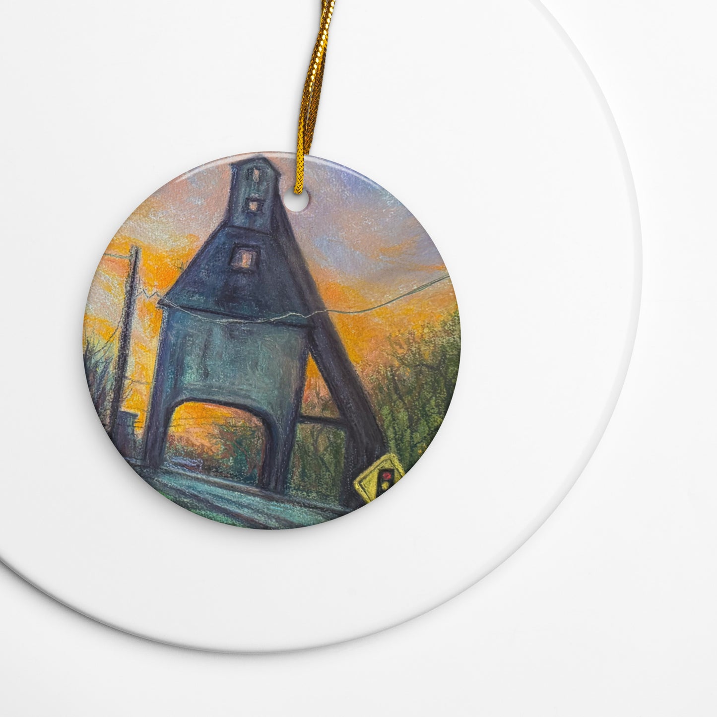 Last Light of the Coaling Tower Ceramic Ornament