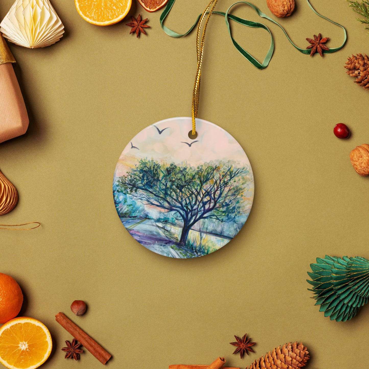 Tree On 20 Ceramic Ornament