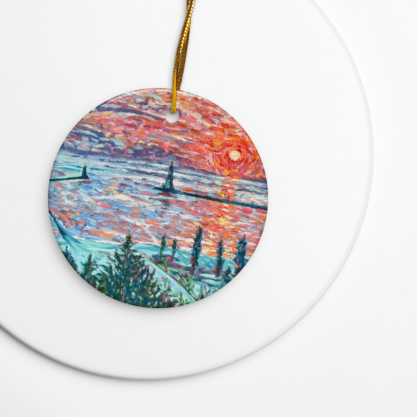 Lake Michigan Lighthouse Ceramic Ornament