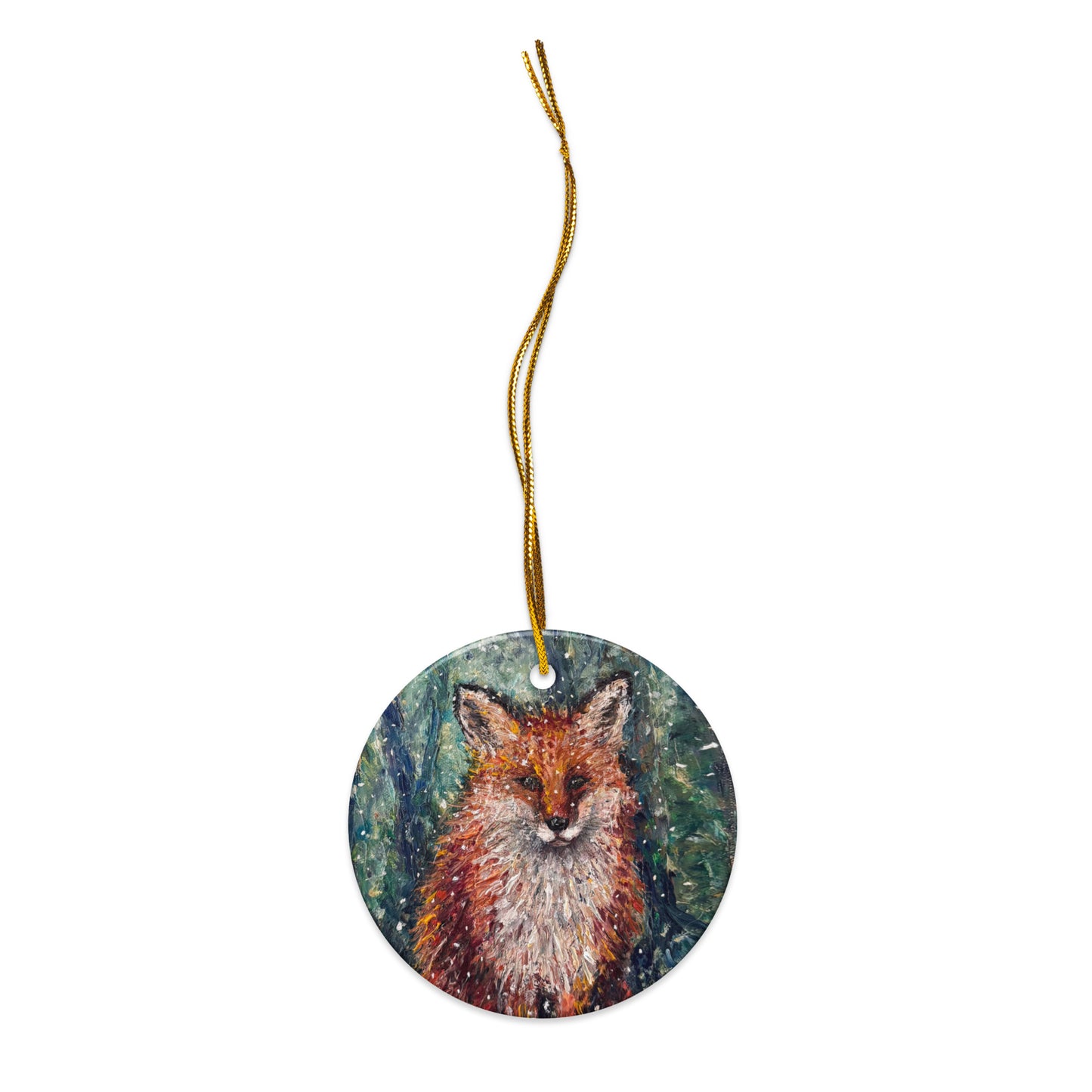 Foxy In Snow Ceramic Ornament