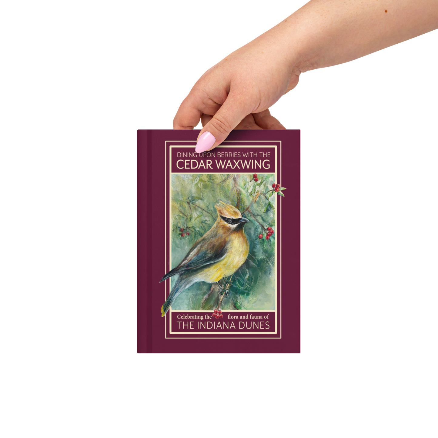 Indiana Dunes Cedar Waxwing Hardcover Journal - Bird Watercolor and Oil Pastel