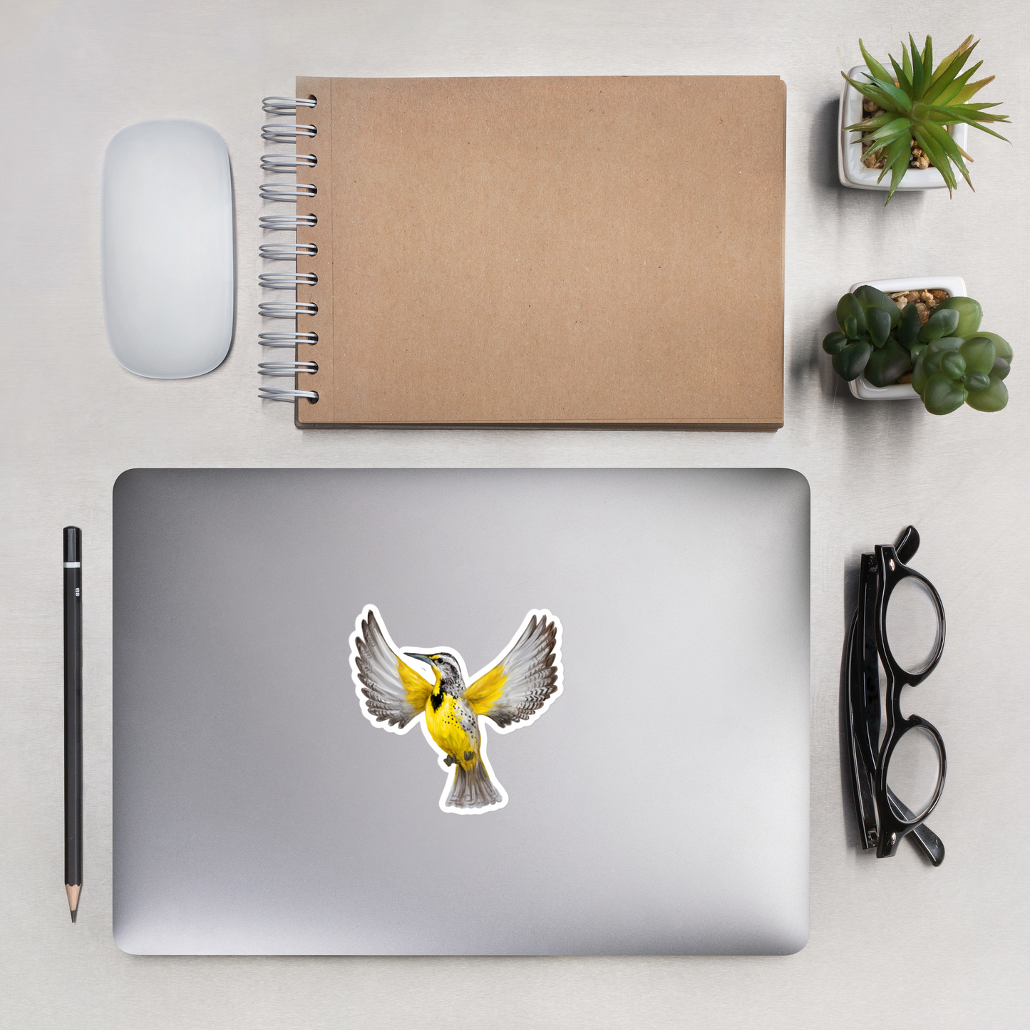 Western Meadowlark Vinyl Sticker – Bird Lover Gift – Prairie Songbird Illustration
