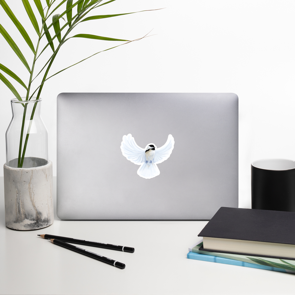 Black-Capped Chickadee – Kiss-Cut Vinyl Sticker – Songbird Illustration