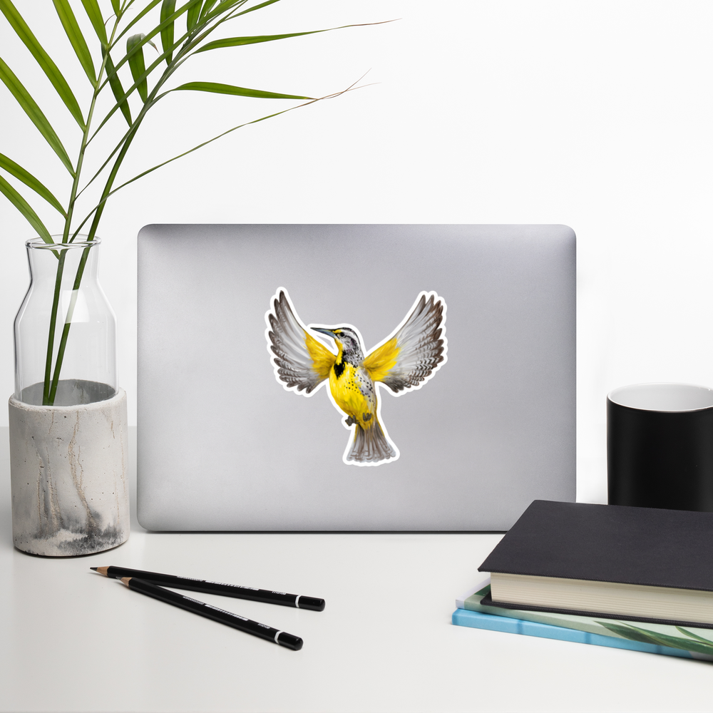 Western Meadowlark Vinyl Sticker – Bird Lover Gift – Prairie Songbird Illustration