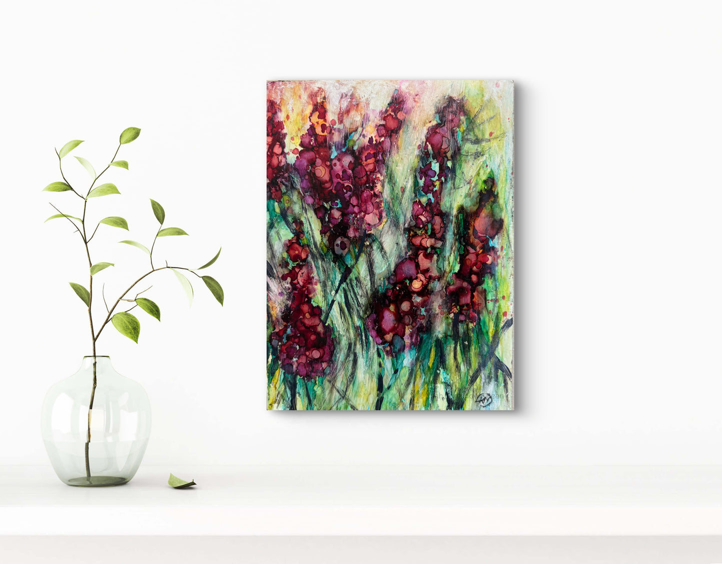 Sumac Alcohol Ink And Acrylic Painting On Birch Panel