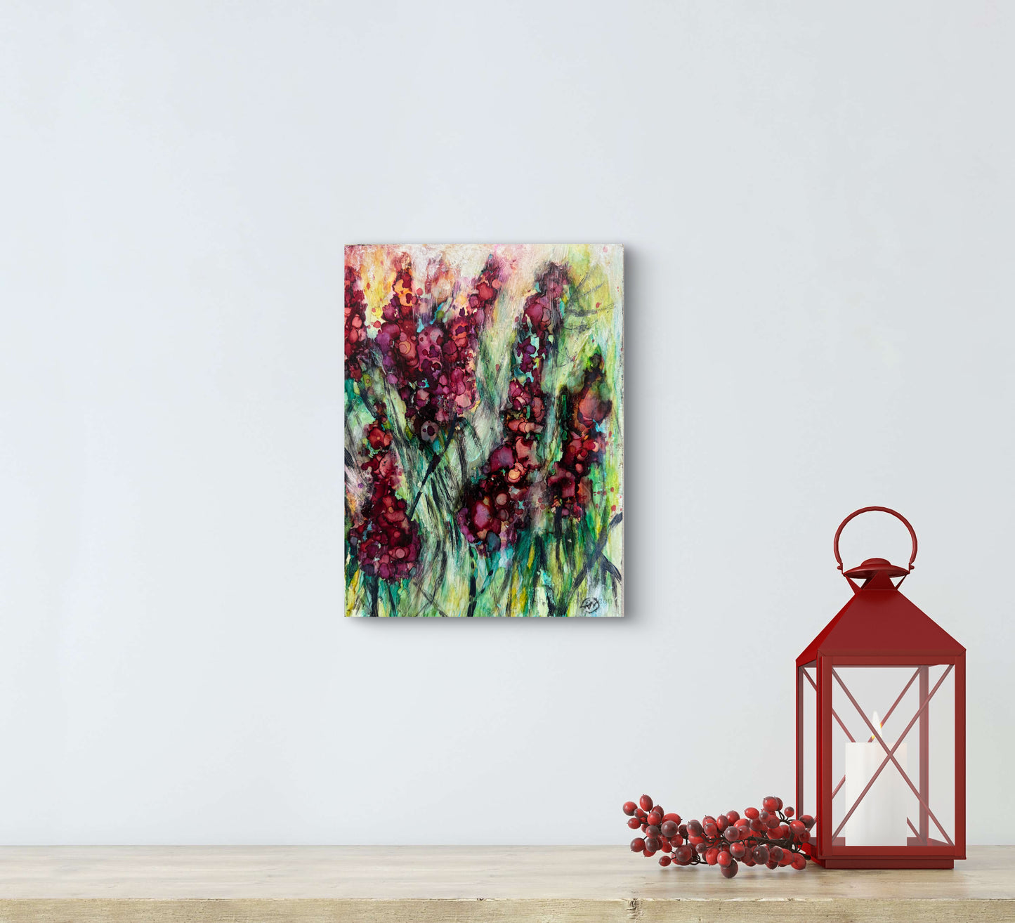 Sumac Alcohol Ink And Acrylic Painting On Birch Panel
